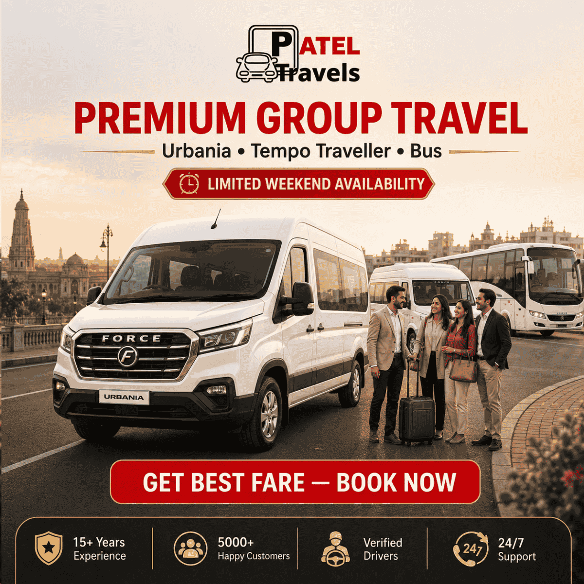 PT Patel Travels luxury Urbania, Tempo Traveller and bus rental service in Ahmedabad
