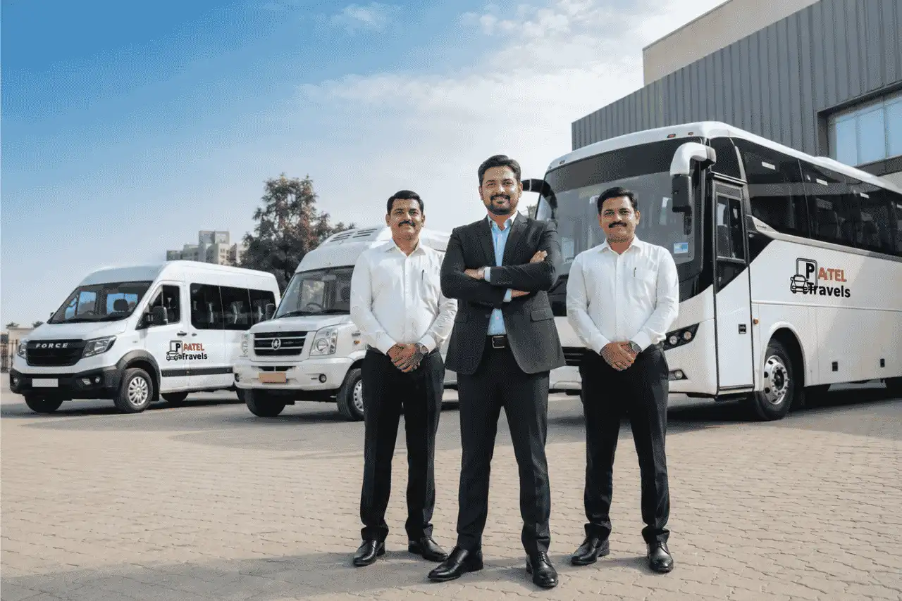 Tempo Traveller Hire in Ahmedabad by PT Patel Travels for family trips, corporate travel, weddings, and outstation tours.