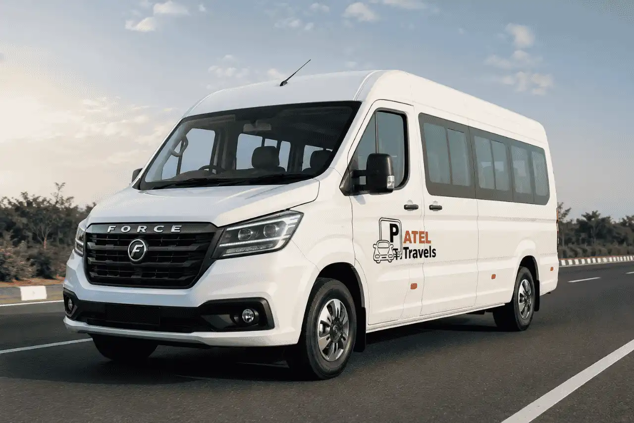 Tempo Traveller Hire in Ahmedabad by PT Patel Travels for corporate travel, family trips, weddings, airport transfers, and group tours.